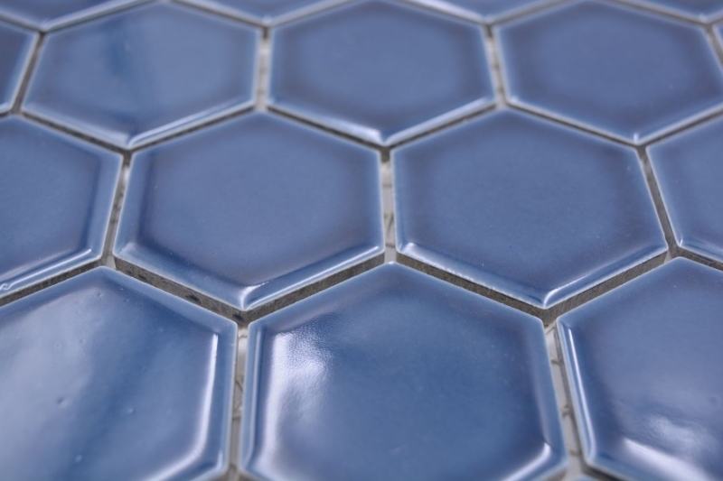 Mosaico ceramico a mano esagono blu-verde lucido piastrelle di mosaico parete backsplash cucina bagno MOS11H-0504_m