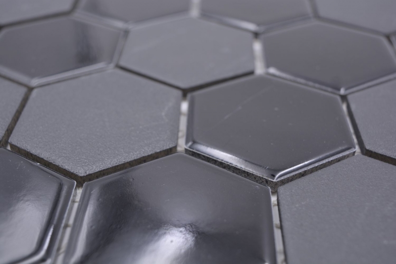 Mano modello mosaico ceramico esagono nero lucido R10B piatto doccia pavimento piastrella mosaico piastrella cucina bagno pavimento MOS11H-0311-R10_m