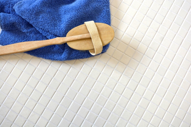 Piastrella di mosaico dipinta a mano SLIPPROOF PAVIMENTO MURALE BIANCO VECCHIO MOS18-0102-R10_m