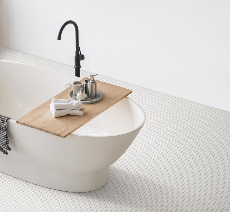 Piastrella di mosaico dipinta a mano SLIPPROOF PAVIMENTO MURALE BIANCO VECCHIO MOS18-0102-R10_m