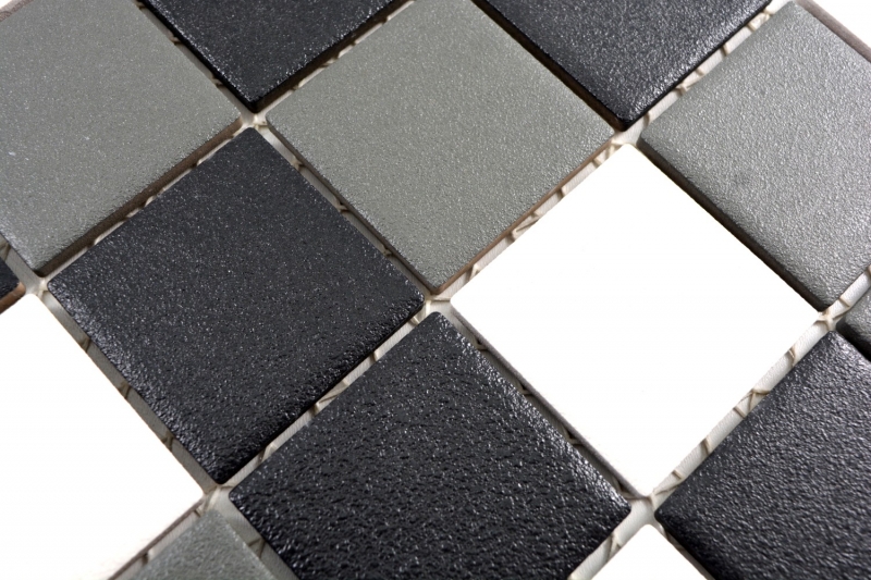 Piastrella di mosaico dipinta a mano SICUREZZA SCORREVOLE nero bianco grigio metallo MOS14-2213-R10_m