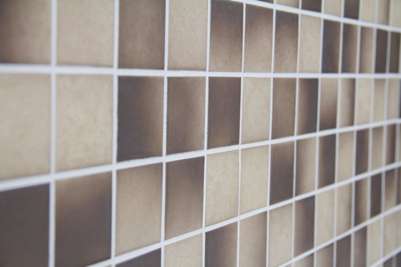 Mosaico dipinto a mano in ceramica BROWN BEIGE MIX SLIP-SIDE MOS16-1211-R10_m