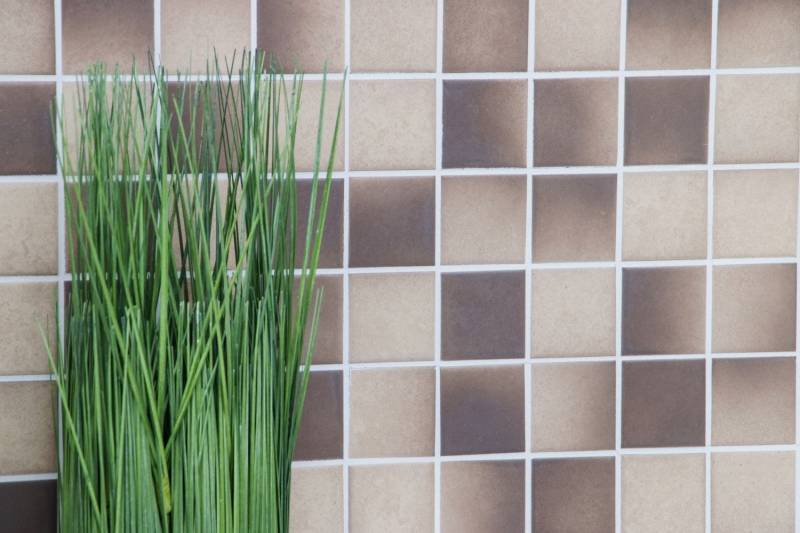 Mosaico dipinto a mano in ceramica BROWN BEIGE MIX SLIP-SIDE MOS16-1211-R10_m