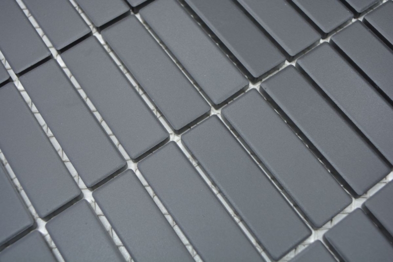 Piastrella di mosaico a mano in ceramica aste nere non smaltate piatto doccia piastrella per pavimento MOS24B-0310-R10_m