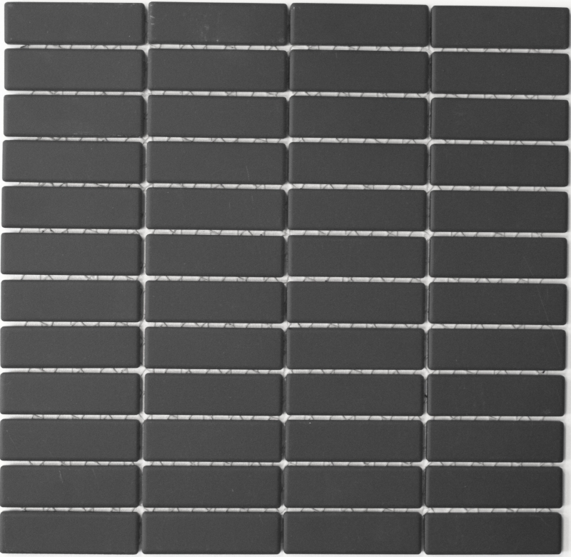 Piastrella di mosaico a mano in ceramica aste nere non smaltate piatto doccia piastrella per pavimento MOS24B-0310-R10_m