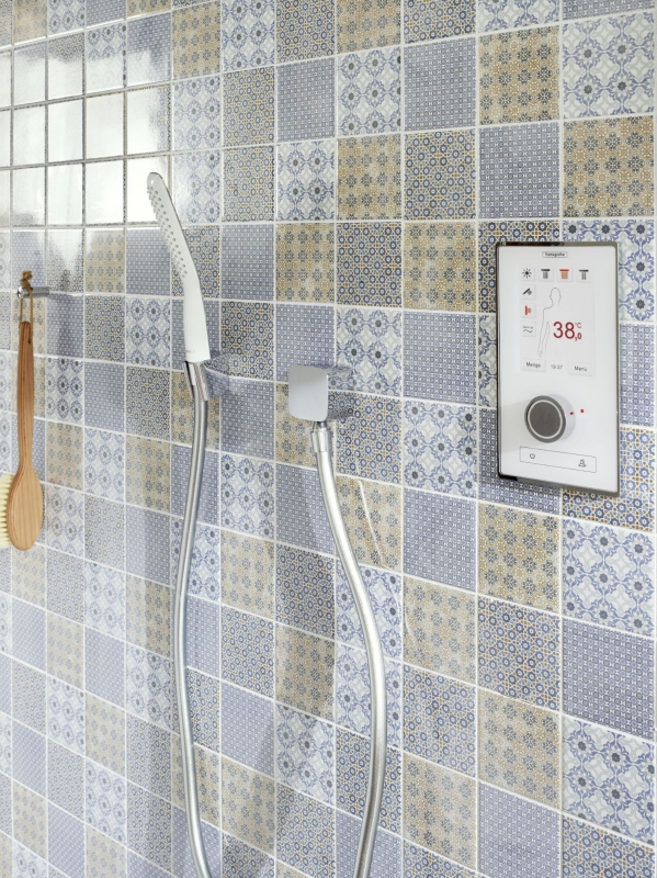 Retro vintage mosaico backsplash cucina bianco blu arancione grigio MOS22B-1404_f | 10 mosaico tappetini