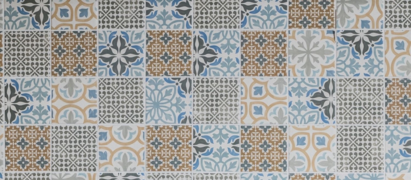 Retro vintage mosaico backsplash cucina backsplash ceramica crema blu arancio grigio opaco MOS22B-1406_f | 10 mosaico tappetini