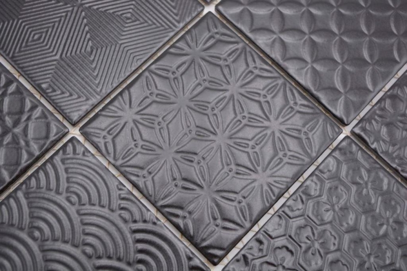 Rivestimento a mosaico vintage retrò per la cucina nero Spirito nero MOS22B-1403_f | 10 tappetini a mosaico