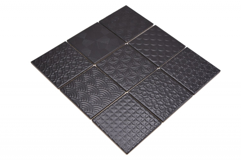 Rivestimento a mosaico vintage retrò per la cucina nero Spirito nero MOS22B-1403_f | 10 tappetini a mosaico