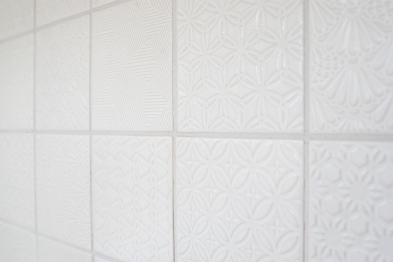 Retro vintage mosaico piastrelle backsplash cucina muro bianco Spirito bianco MOS22B-0104_f | 10 mosaico tappetini