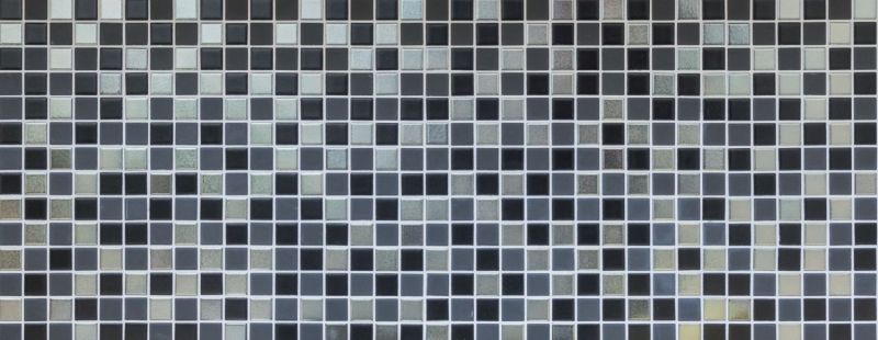 Piastrelle di mosaico in ceramica nero argento antracite cromo per lalzatina della cucina MOS18-0317_f | 10 tappetini di mosaico