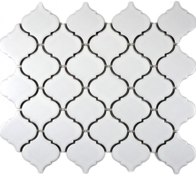 Piastrelle di mosaico vintage in ceramica fiorentina bianco opaco MOS13-11WM_f | 10 tappetini di mosaico