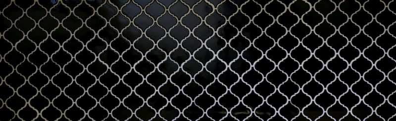 Piastrelle di mosaico retro vintage in ceramica fiorentina nera lucida MOS13-2BG_f | 10 tappetini di mosaico