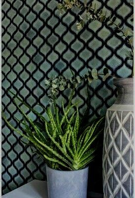 Piastrelle di mosaico retro vintage in ceramica fiorentina blu screziata lucida da parete MOS13-0408_f | 10 tappetini di mosaico