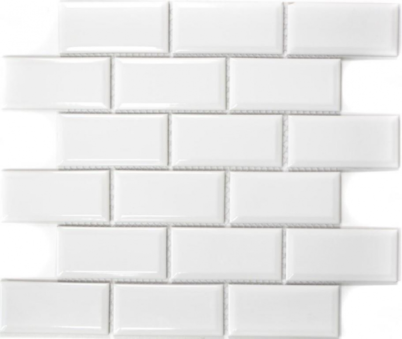 Metro Subway mosaico piastrelle ceramica BIANCO backsplash cucina muro MOS26M-0101_f | 10 mosaico tappetini