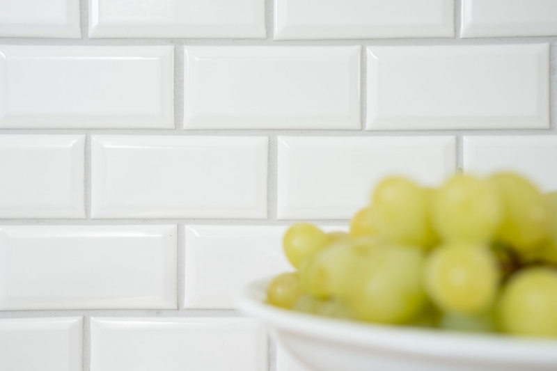 Metro Subway mosaico piastrelle ceramica BIANCO backsplash cucina muro MOS26M-0101_f | 10 mosaico tappetini