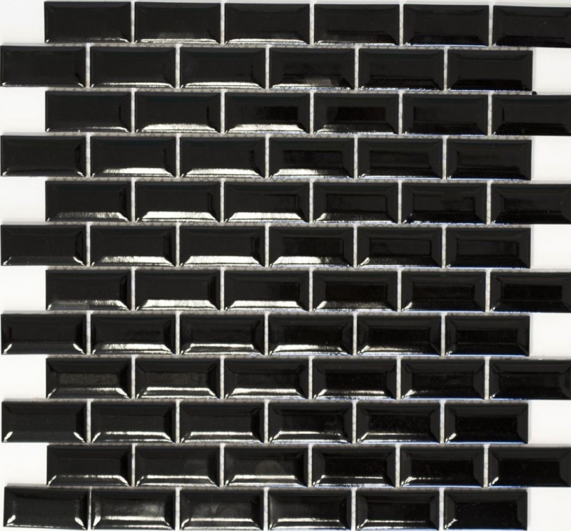 Mini Metro Subway mosaico piastrelle ceramica nera backsplash cucina MOS26-0302_f | 10 tappetini mosaico
