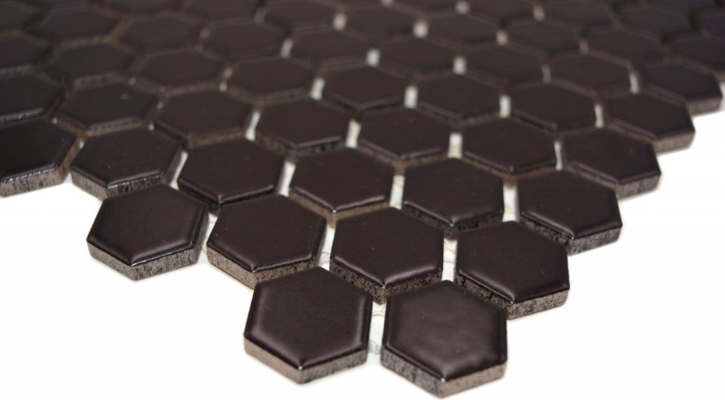 Piastrelle di mosaico in ceramica esagono nero opaco doccia splashback piastrelle backsplash MOS11A-0311_f | 10 tappetini di mosaico