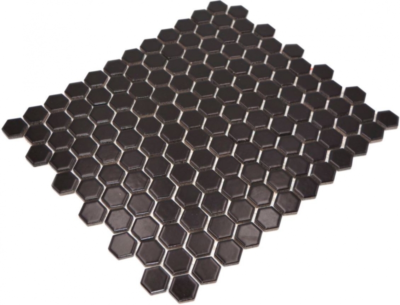 Piastrelle di mosaico in ceramica esagono nero opaco doccia splashback piastrelle backsplash MOS11A-0311_f | 10 tappetini di mosaico