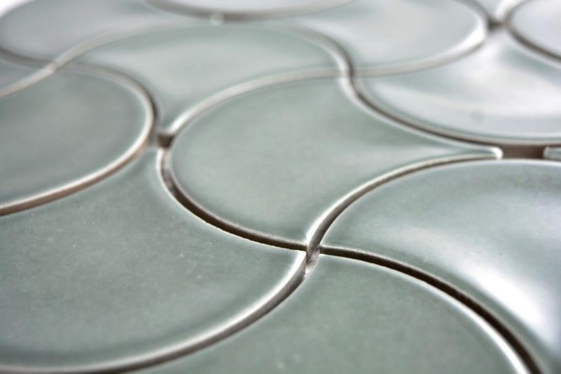Piastrella di mosaico ceramica ventilatore benzina onda lucida piastrella da parete bagno MOS13-FSW18_f | 10 tappetini a mosaico