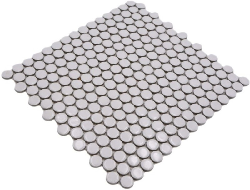Pulsante mosaico LOOP mosaico rotondo bianco lucido parete cucina doccia BAD MOS10-0102_f | 10 tappetini mosaico