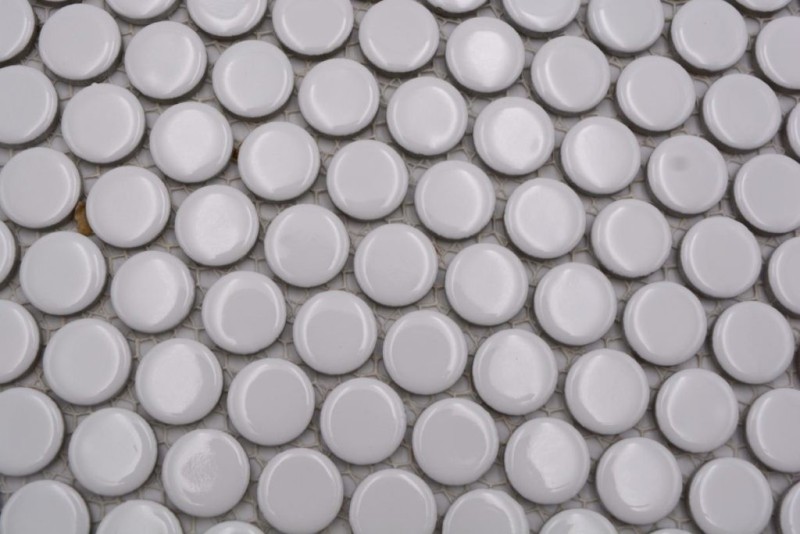 Pulsante mosaico LOOP mosaico rotondo bianco lucido parete cucina doccia BAD MOS10-0102_f | 10 tappetini mosaico