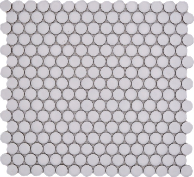 Pulsante mosaico LOOP mosaico rotondo bianco opaco parete cucina doccia BAD MOS10-0111_f | 10 tappetini mosaico