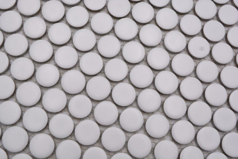 Pulsante mosaico LOOP mosaico rotondo bianco opaco parete cucina doccia BAD MOS10-0111_f | 10 tappetini mosaico