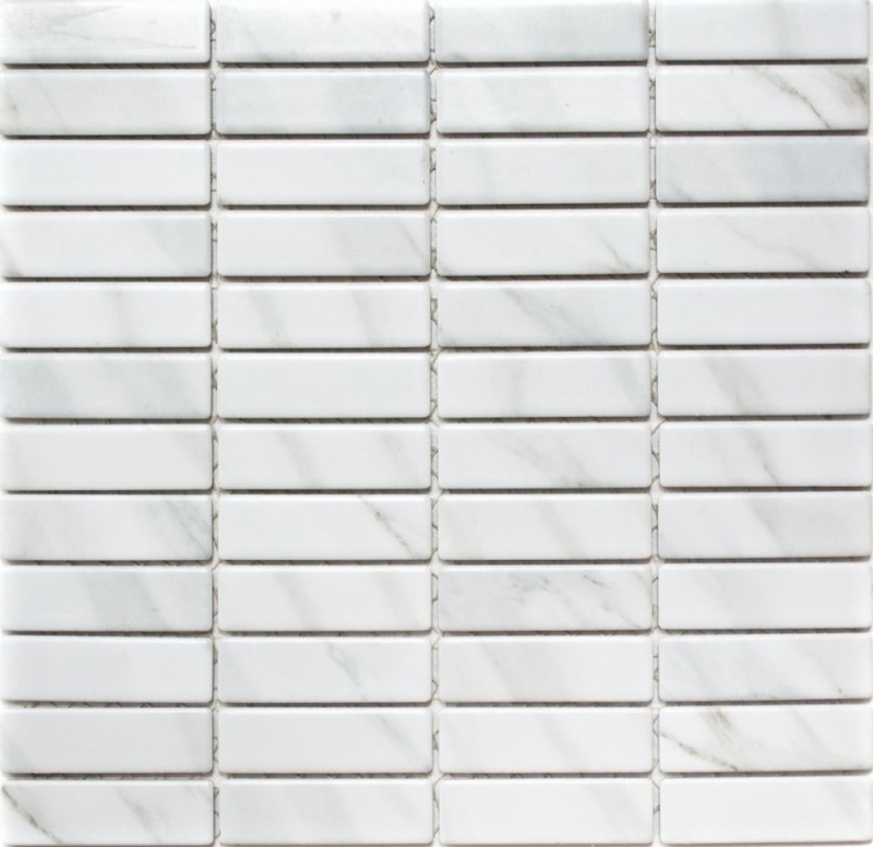 Piastrella a mosaico ceramica tondini effetto pietra bianca backsplash cucina MOS24-STSO01_f | 10 tappetini a mosaico
