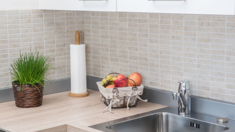 Piastrella a mosaico ceramica tondini effetto pietra beige chiaro backsplash cucina MOS24-STSO45_f | 10 tappetini a mosaico