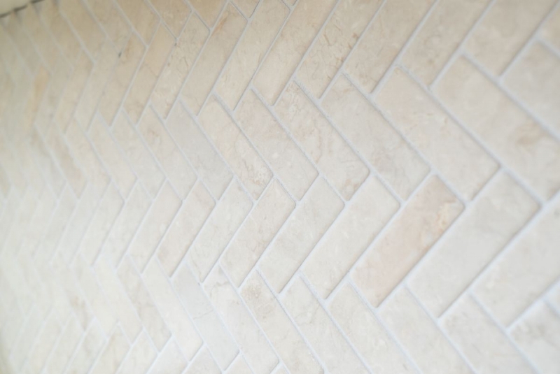 Mosaico ceramico a spina di pesce effetto pietra beige chiaro backsplash cucina MOS24-SO54_f | 10 tappetini a mosaico