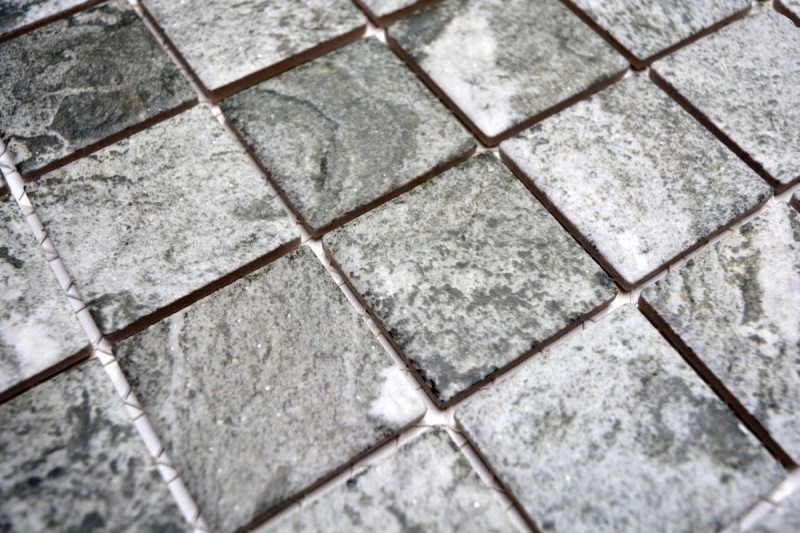 Piastrella a mosaico effetto pietra naturale struttura grigia per lalzatina della cucina MOS16-HWA4GY_f | 10 tappetini a mosaico
