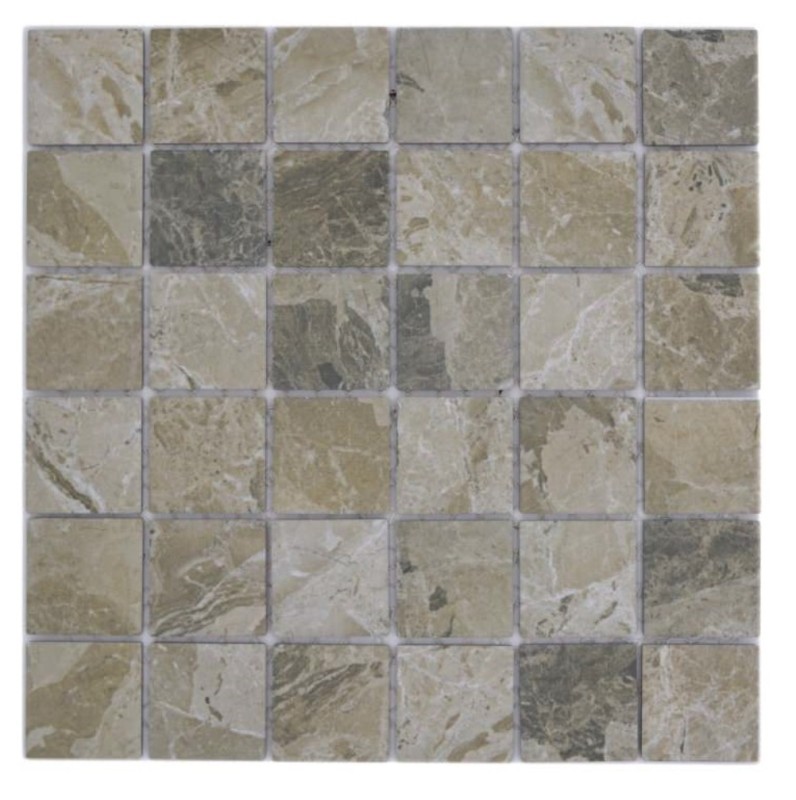 Mosaico in pietra naturale beige sabbia marrone testurizzato MOS16-AISO89_f | 10 tappetini a mosaico