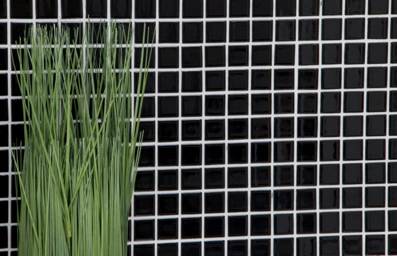 Piastrella a mosaico in ceramica NERO LUCIDO parete backsplash cucina MOS18-0302_f