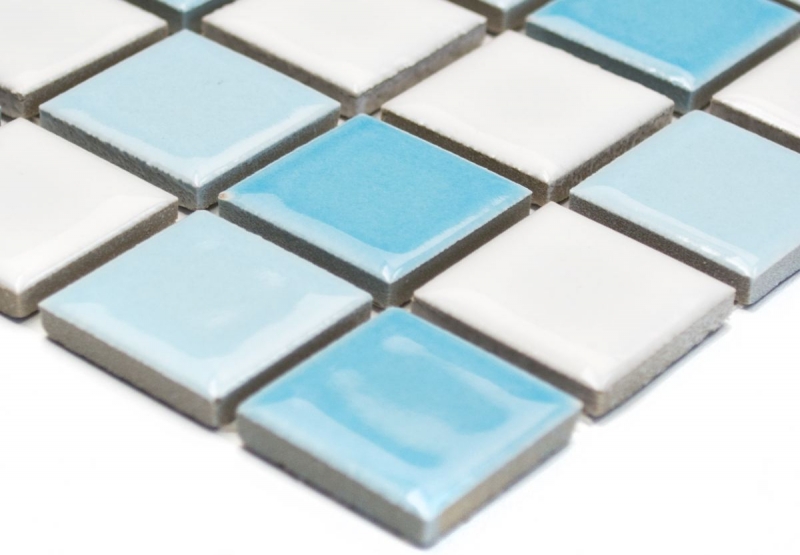 Mosaico piscina piastrella ceramica blu bianco lucido cucina splashback MOS18-0407_f