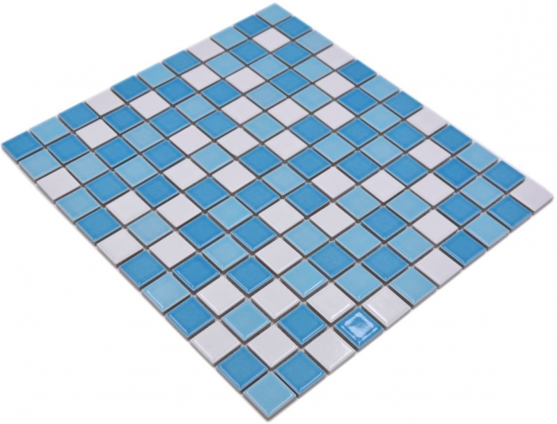 Mosaico piscina piastrella ceramica blu bianco lucido cucina splashback MOS18-0407_f