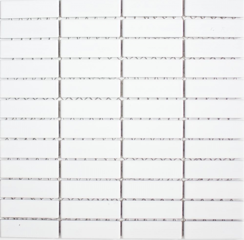 Piastrelle a mosaico in ceramica aste bianche lucide backsplash cucina MOS24-0102_f