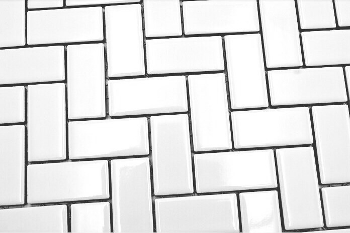 Piastrella a mosaico in ceramica a spina di pesce bianca lucida piastrella da cucina piastrella da parete MOS24-CHB5WG_f
