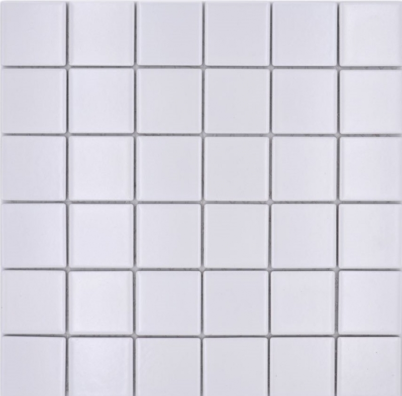 Piastrella a mosaico ceramica bianca opaca specchio parete bagno MOS16B-0111_f