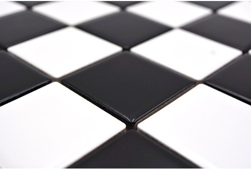 Piastrella a mosaico in ceramica bianca nera opaca a scacchiera MOS16-CD202_f