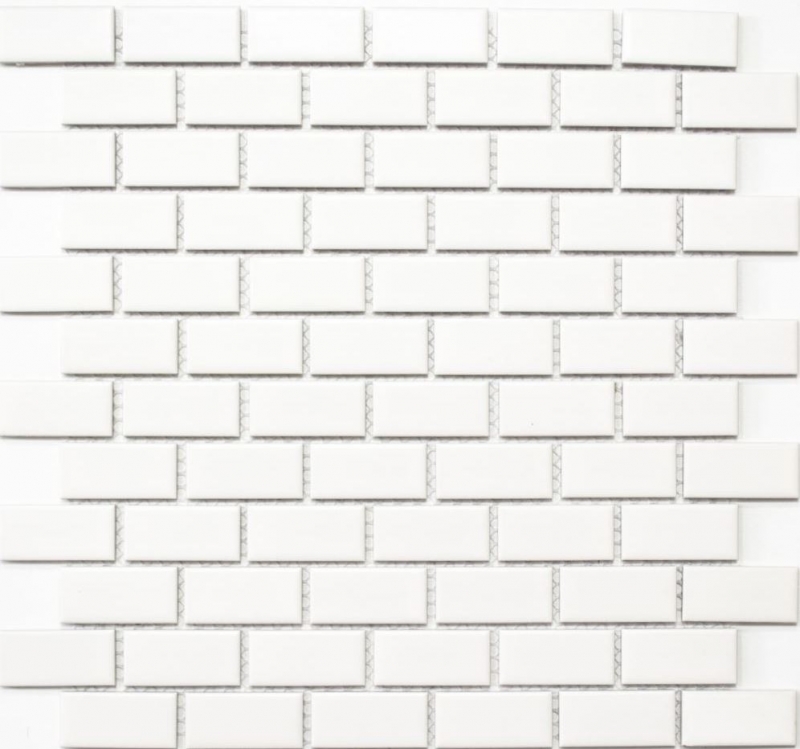 Rivestimento per vasca a mosaico in ceramica mattone bianco opaco MOS24-03WM_f