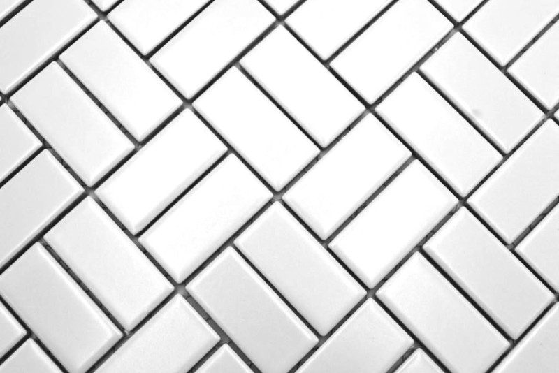 Piastrella a mosaico in ceramica mulino a vento bianco opaco rivestimento vasca MOS24-CWM07WM_f