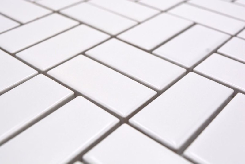 Piastrella a mosaico in ceramica mulino a vento bianco opaco rivestimento vasca MOS24-CWM07WM_f