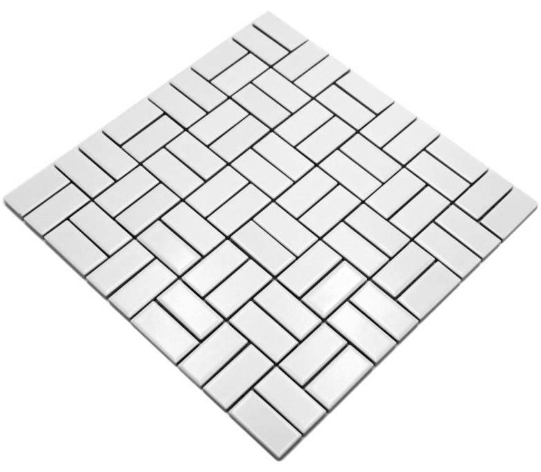 Piastrella a mosaico in ceramica mulino a vento bianco opaco rivestimento vasca MOS24-CWM07WM_f