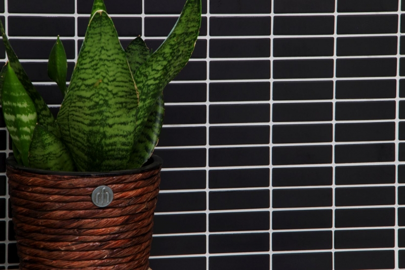 Mosaico ceramico aste nero opaco mosaico parete cucina MOS24-0311_f