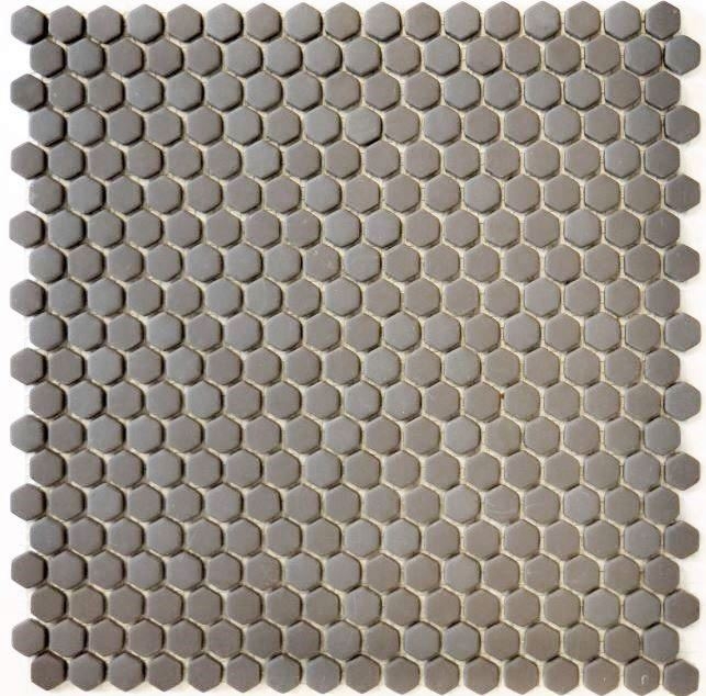 Piastrella di mosaico ECO GLAS Esagono Smalto grigio-marrone opaco MOS140-HX15G_f | 10 tappetini di mosaico