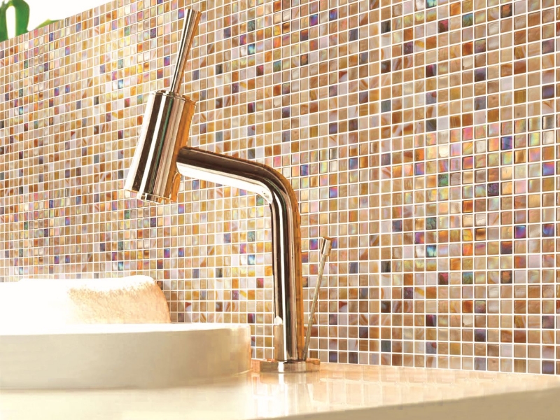 Piastrella a mosaico in vetro color sabbia piastrella da parete bagno piastrella doccia alzatina piastrella backsplash MOS58-1204_f | 10 tappetini a mosaico