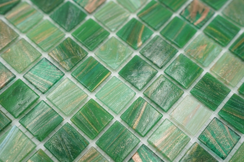 Mosaico di vetro oro-seta verde piastrelle da parete piastrelle bagno piastrelle doccia splashback piastrelle backsplash MOS54-0504_f | 10 tappetini a mosaico