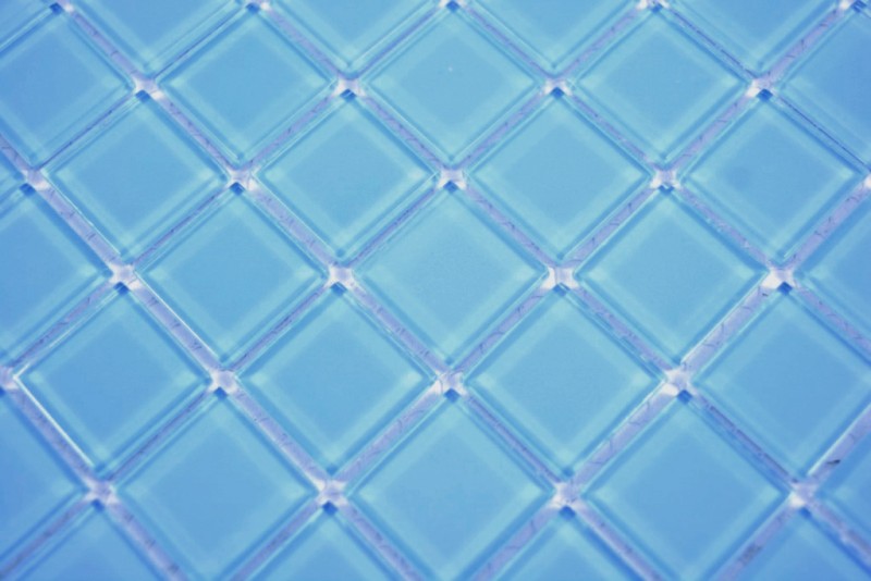Piastrella di mosaico Mosaico di vetro traslucido Cristallo azzurro BAGNO WC Cucina PARETE MOS63-0402_f | 10 tappetini di mosaico