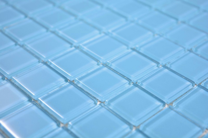 Piastrella di mosaico Mosaico di vetro traslucido Cristallo azzurro BAGNO WC Cucina PARETE MOS63-0402_f | 10 tappetini di mosaico